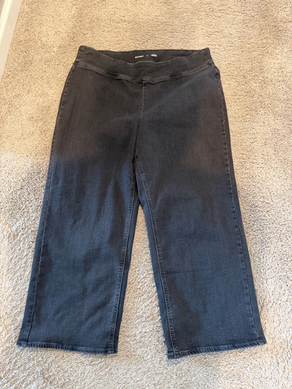 Old Navy Pull-on High-Rise Weekender Wide Leg — Washed Black / Charcoal, 18